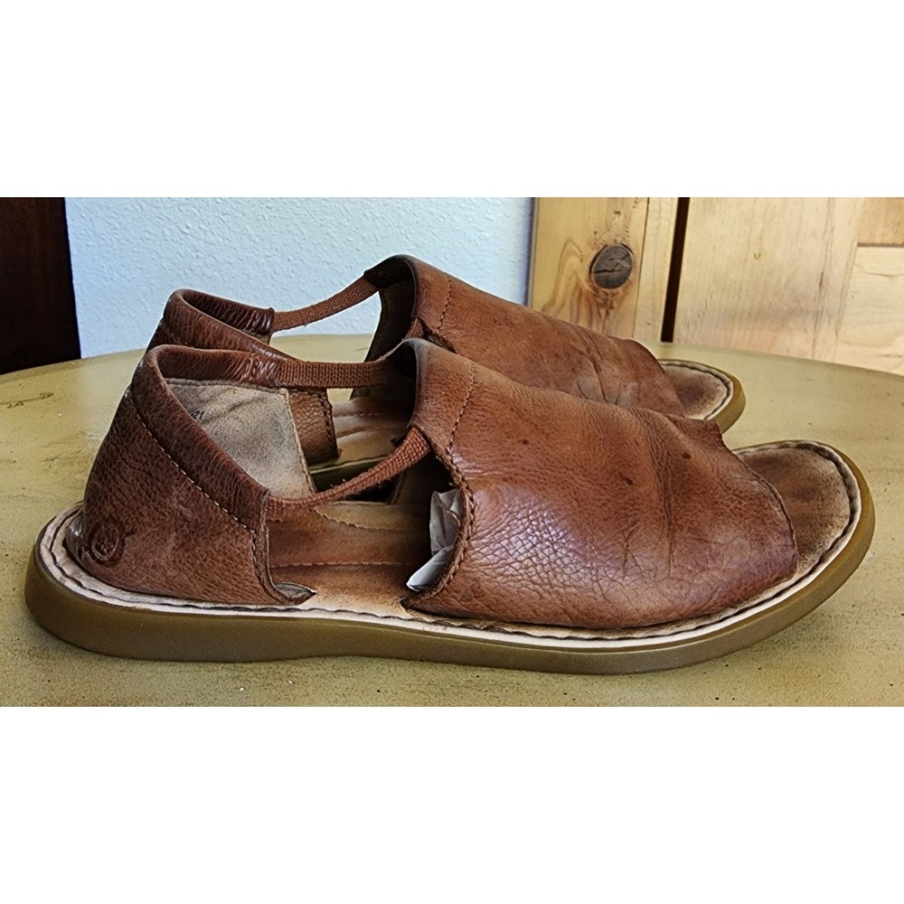 Born Sz 8M Brown Leather Open Toe Slingback Comfort Sandals Minimalist Boho